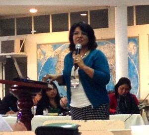 Rocio Carmona, Christian education leader in Oaxaca, speaking at MeXED 2014