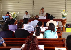 Francelia preaching on Good Friday in Amecameca, Mexico